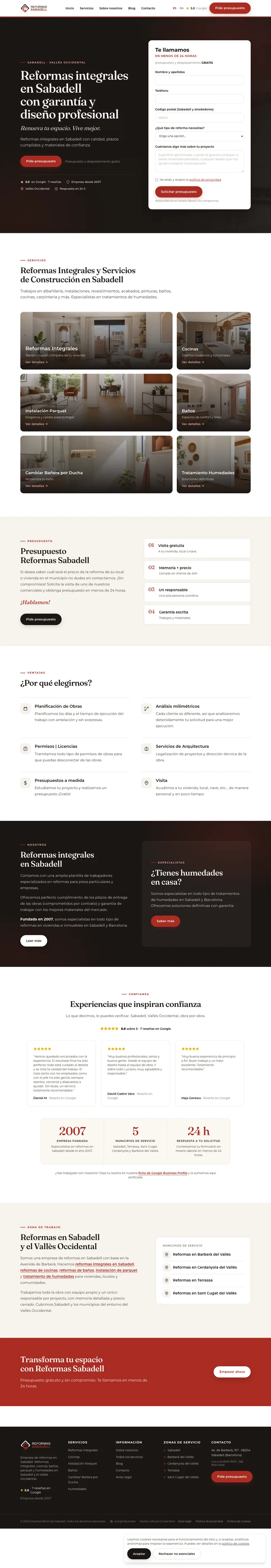 Diseño web de Reformas Sabadell, empresa de reformas integrales en Sabadell